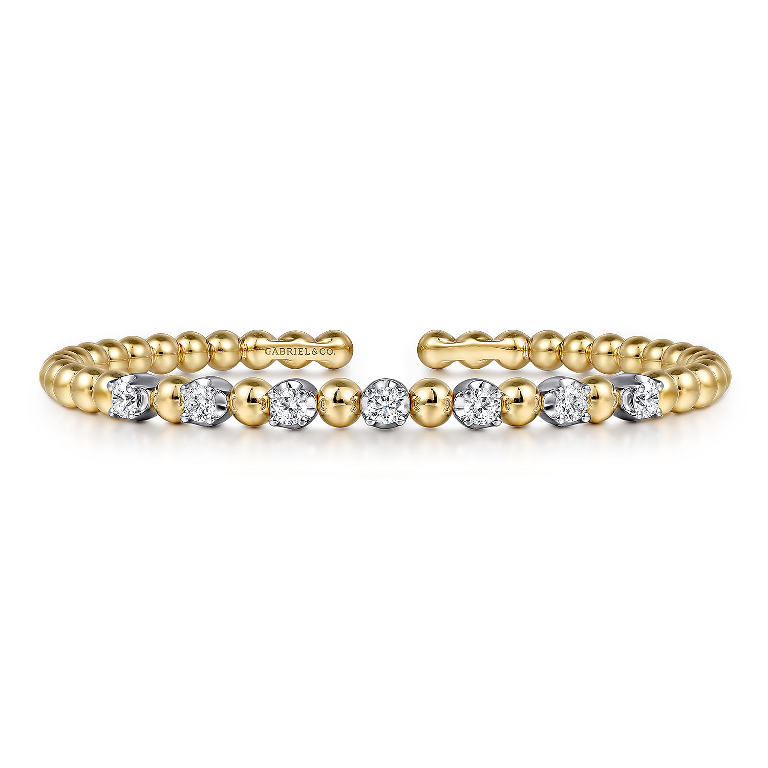 K White And Yellow Gold Diamond Bujukan Beads Split Bangle Shop K