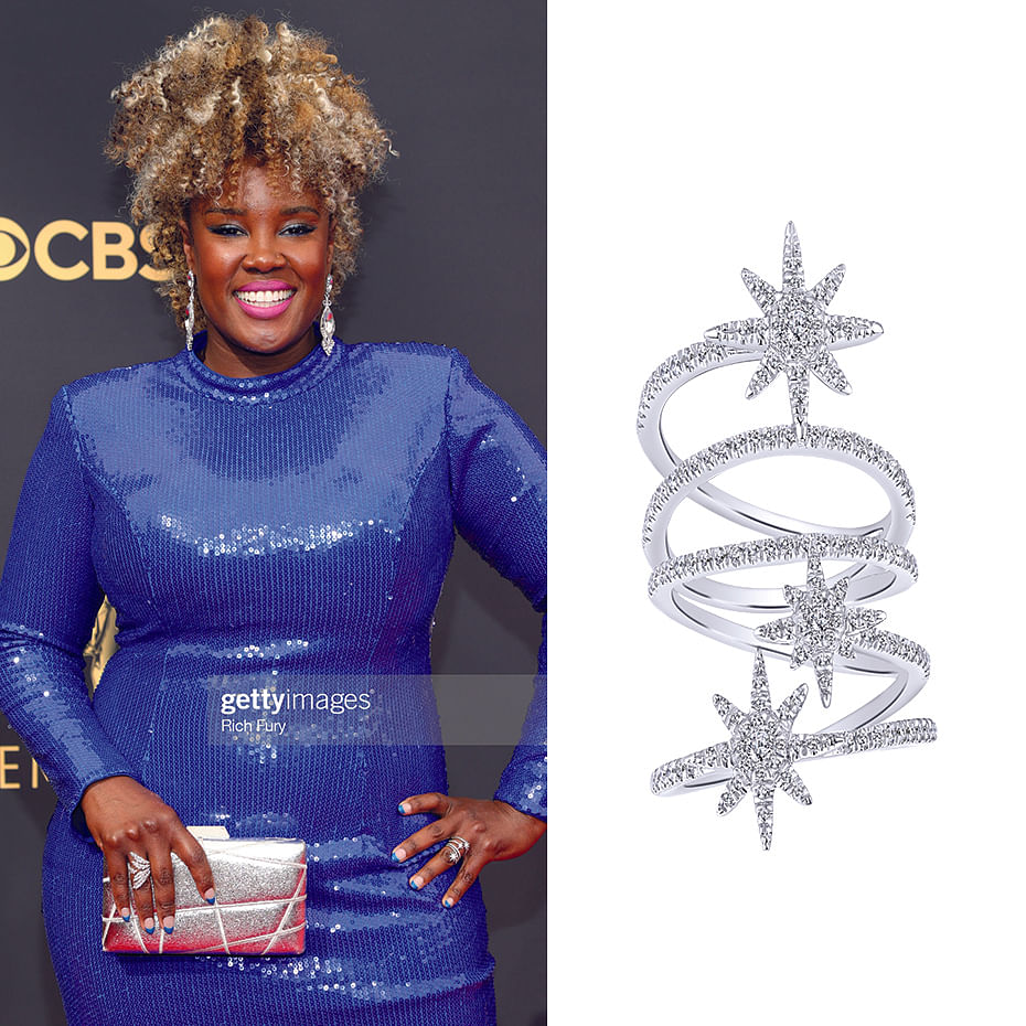 August 2021 TV producer and writer Akilah Green (7.6K) wearing Gabriel & Co’s jewelries for the 73rd Annual Emmy Awards 