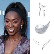 August 2019 Actress Angelica Ross wearing Gabriel & Co to the premiere of OWN’s David Makes Man!  