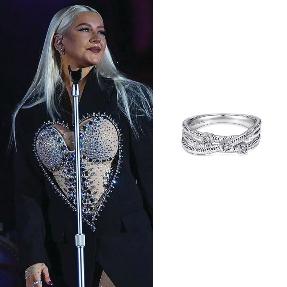 October 2021 Christina Aguilera wore Gabriel & Co.