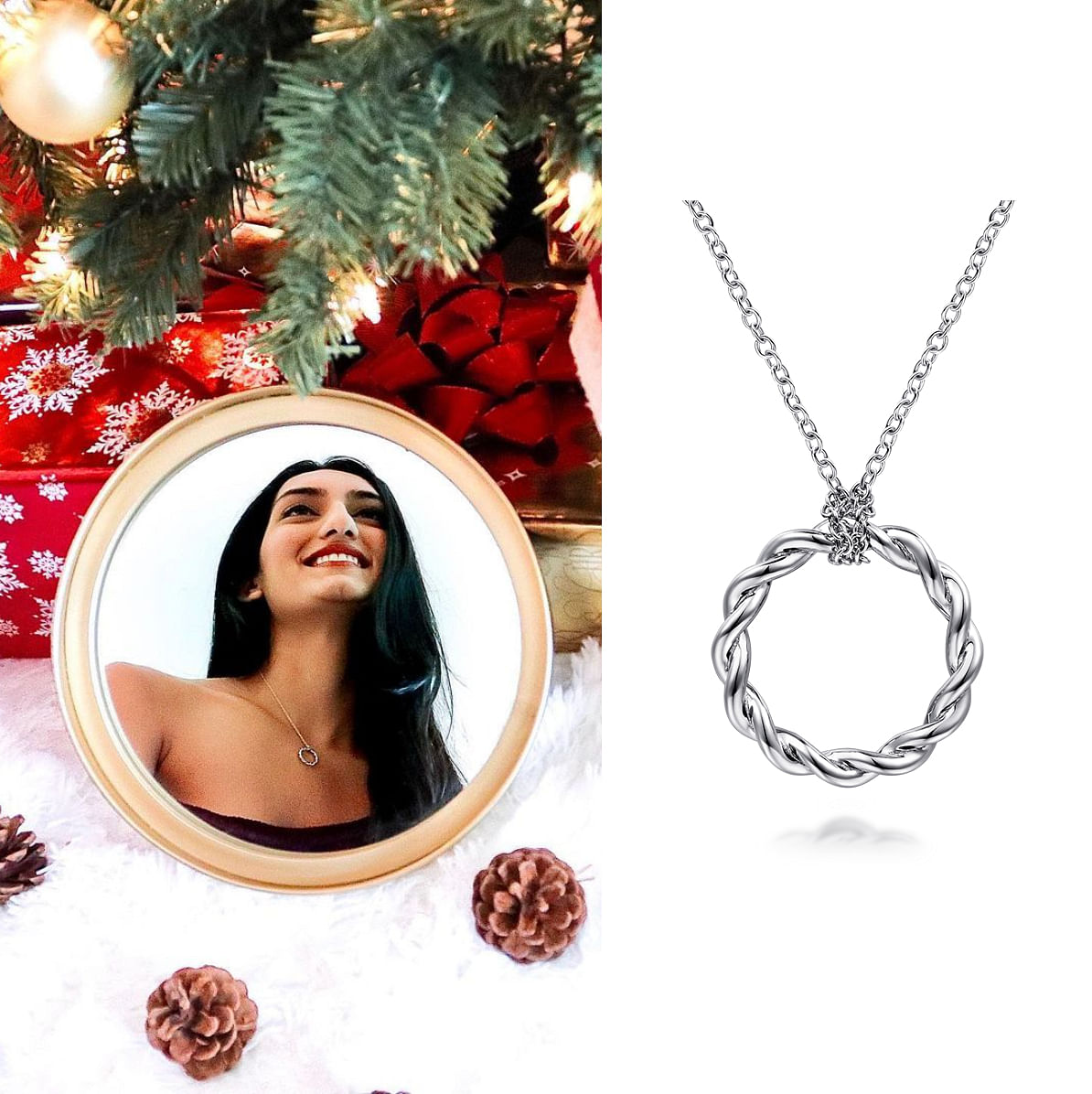 January 2020 Influencer Divya Patel tagging Gabriel & Co. and featuring the Stronger Together Necklace. Love this stunning shot and mention of how it would make a great gift this season. 