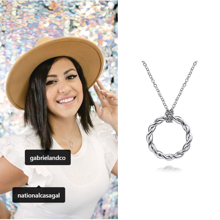 April 2021 Influencer Larissa Belmonte posting and tagging Gabriel & Co’s Stronger Together Necklace on her IG feed