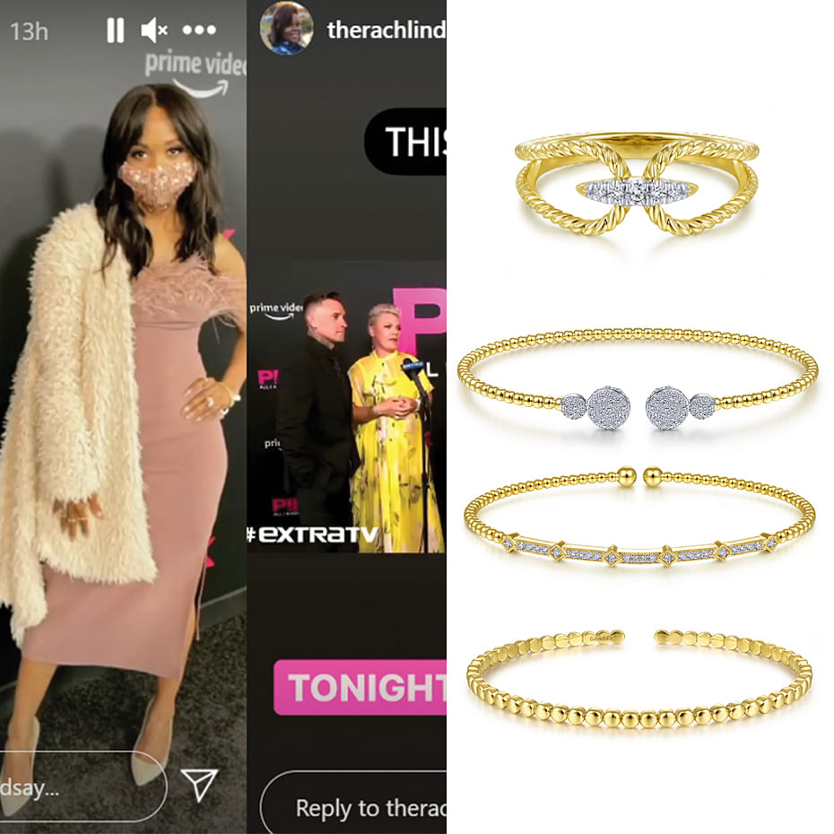 May 2021 TV personality Rachel Lindsay wearing Gabriel & Co’s jewelries