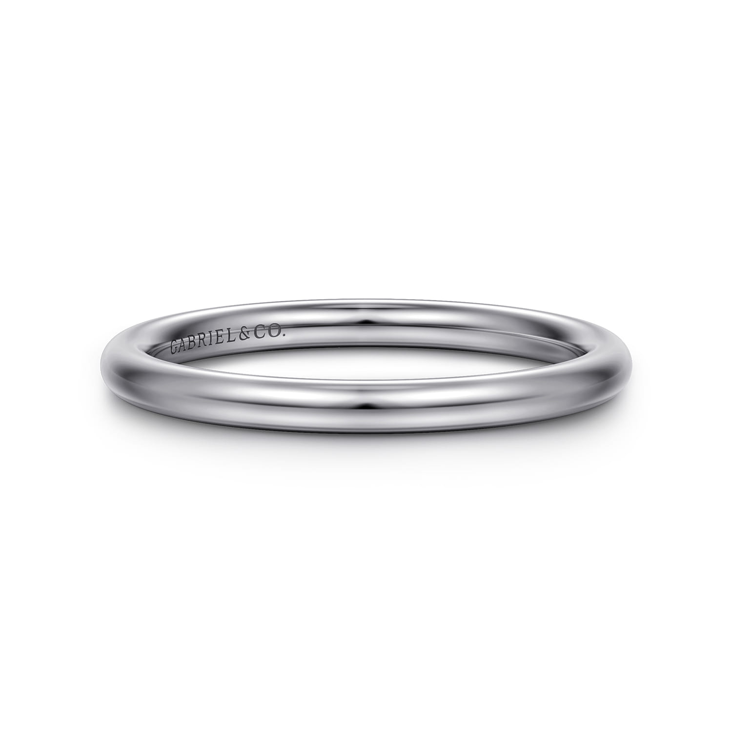 Straight Wedding Ring in 14k White Gold with   at Gabriel & Co. - Shot 1