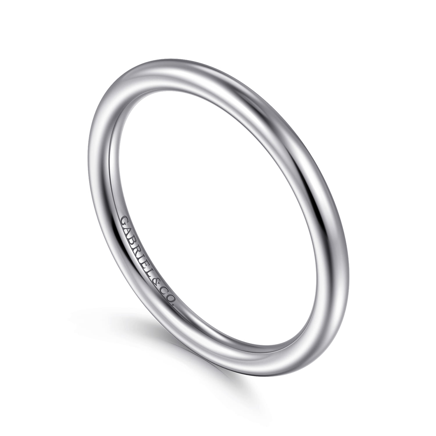 Straight Wedding Ring in 14k White Gold with   at Gabriel & Co. - Shot 3