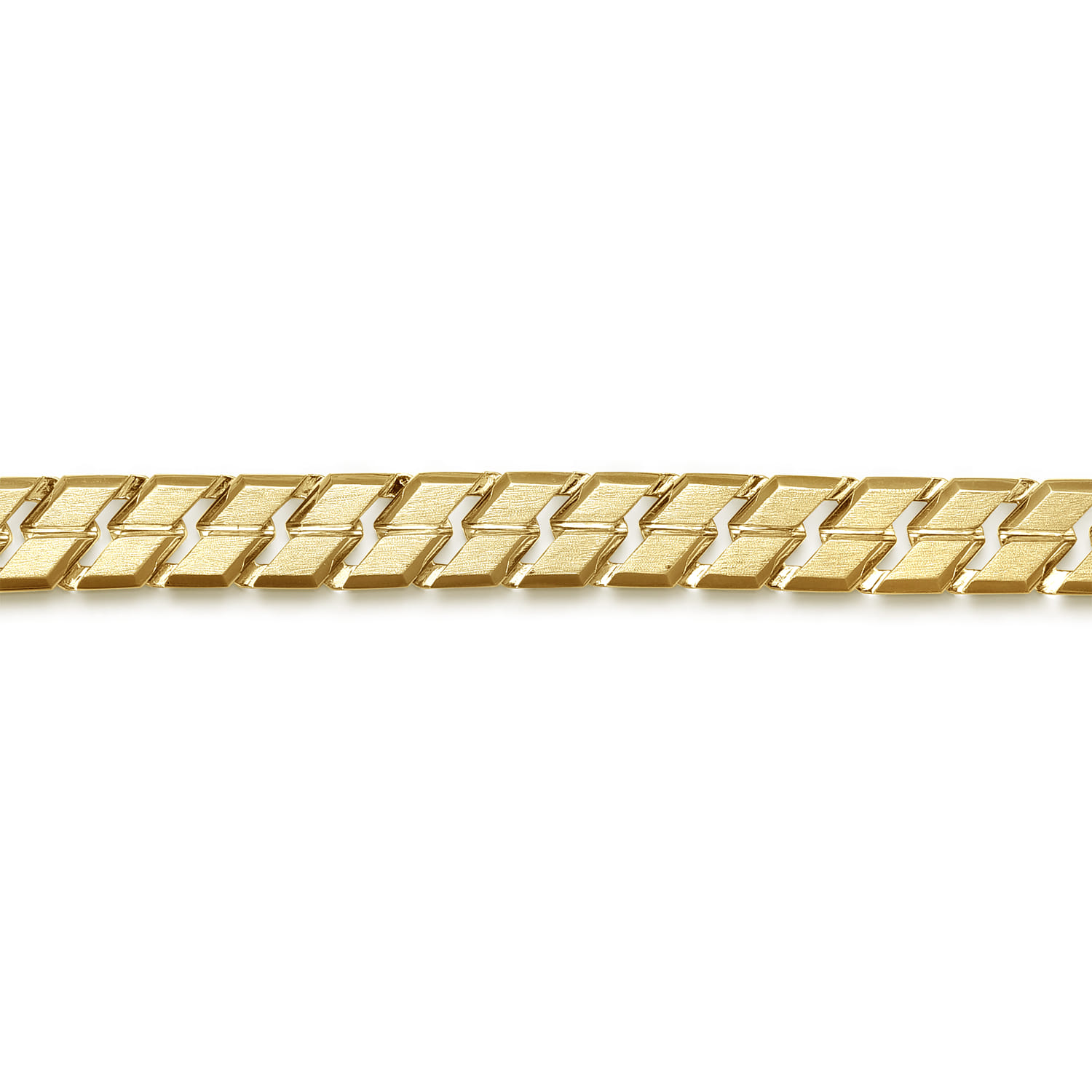10mm 14K Yellow Gold Men's Hollow Herringbone Chain Bracelet - Shot 2