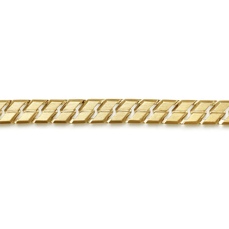 10mm 14K Yellow Gold Men's Hollow Herringbone Chain Bracelet - Shot 2