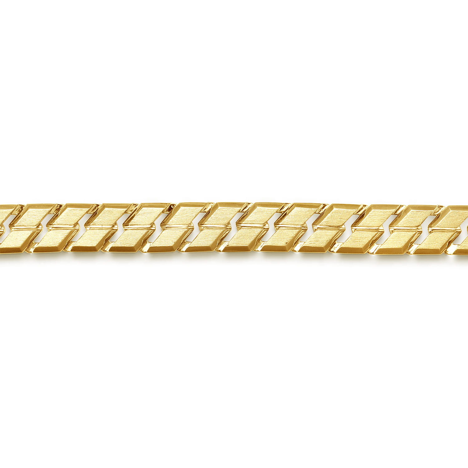 10mm 14K Yellow Gold Men's Hollow Herringbone Chain Bracelet - Shot 2