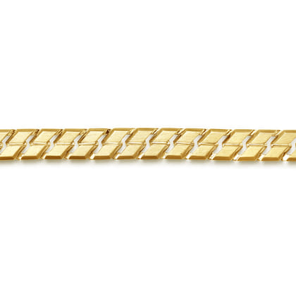 10mm 14K Yellow Gold Men's Hollow Herringbone Chain Bracelet