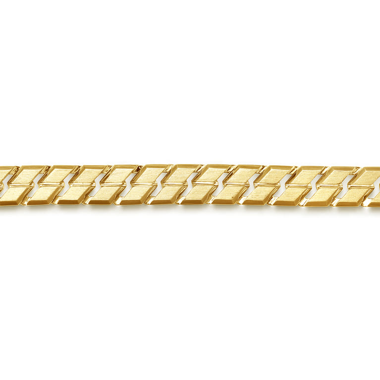 10mm 14K Yellow Gold Men's Hollow Herringbone Chain Bracelet - Shot 2
