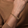 10mm 14k Yellow Gold Men's Hollow Link Chain Tennis Bracelet with Black Spinel Connectors