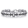 10mm 925 Sterling Silver Men's Hollow Link Chain Tennis Bracelet with Black Spinel Connectors
