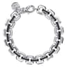 10mm 925 Sterling Silver Men's Hollow Link Chain Tennis Bracelet with Black Spinel Connectors