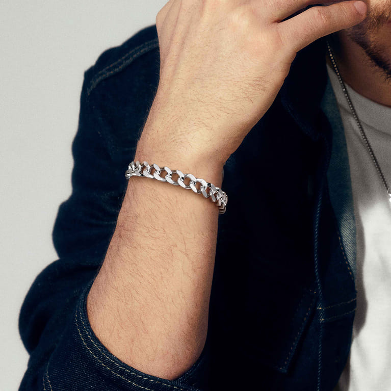 10mm 925 Sterling Silver Men's Solid Cuban Link Chain Bracelet - Shot 4