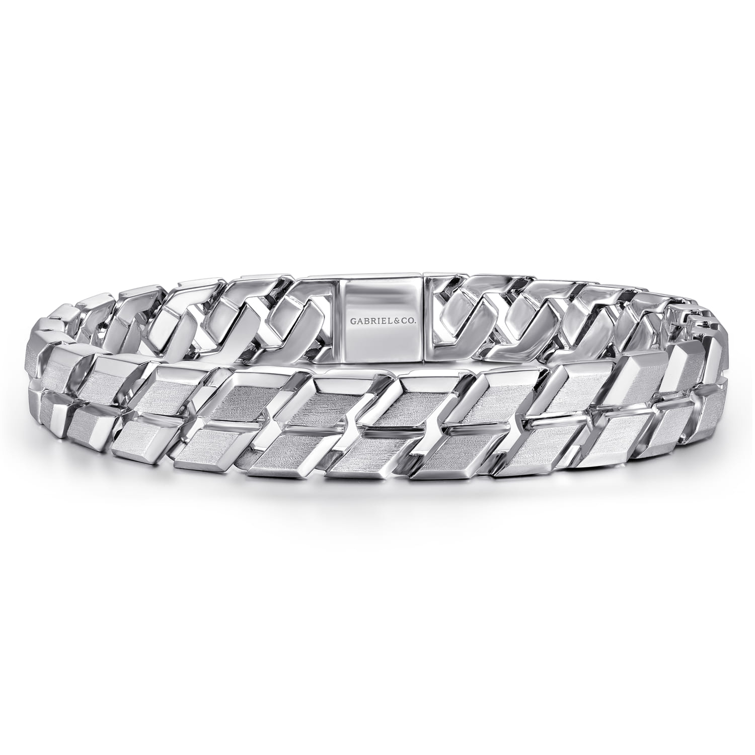 10mm 925 Sterling Silver Men's Solid Herringbone Chain Bracelet - Shot 1