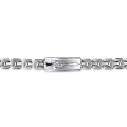 10mm 925 Sterling Silver Solid Herringbone Chain Men's Bracelet with Dagger ID