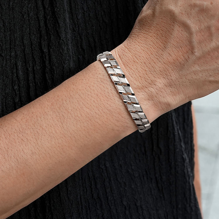 10mm 925 Sterling Silver Solid Herringbone Men's Bracelet
