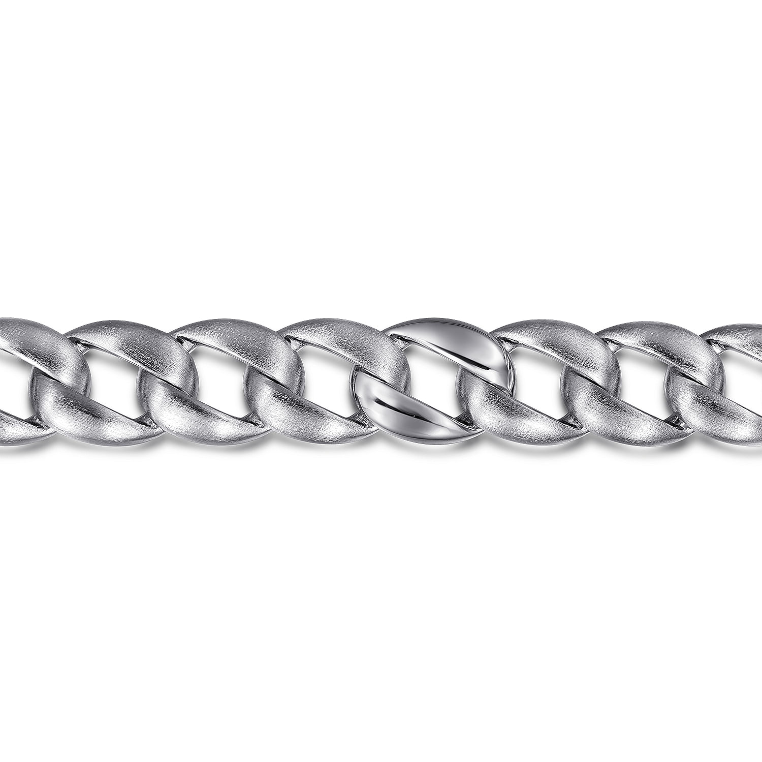 12mm Sterling Silver Flat Heavy Chain Bracelet - Shot 2