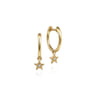 13mm 14K Yellow Gold Diamond Star Shape Huggie Drop Earrings - 0.02 ct