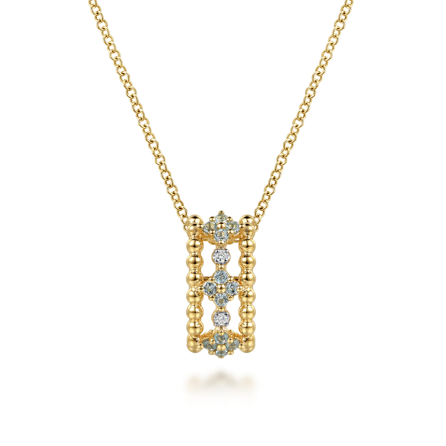 14K Clover Pendant Necklace - 0.02 ct - Shot 1