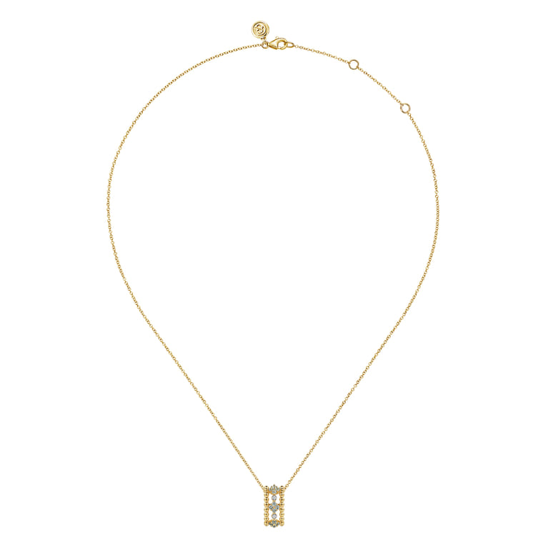 14K Clover Pendant Necklace - 0.02 ct - Shot 2