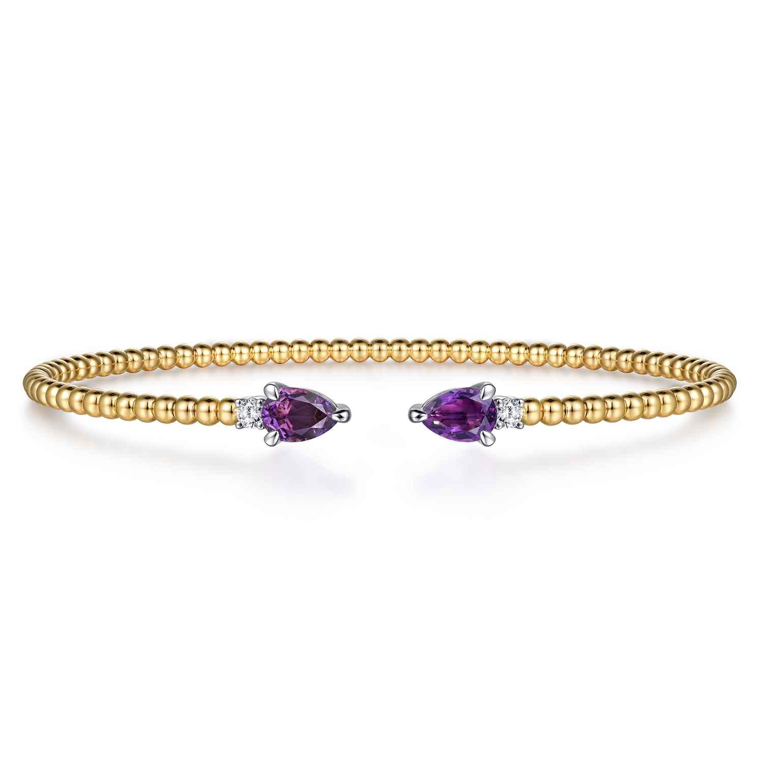 14K Mix of White and Yellow Gold AM - Amethyst Bangle - 0.09 ct - Shot 1