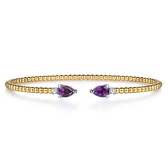 14K Mix of White and Yellow Gold AM - Amethyst Bangle