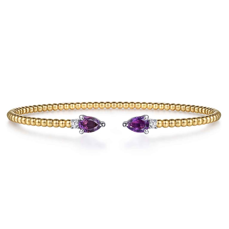 14K Mix of White and Yellow Gold AM - Amethyst Bangle - 0.09 ct - Shot 1