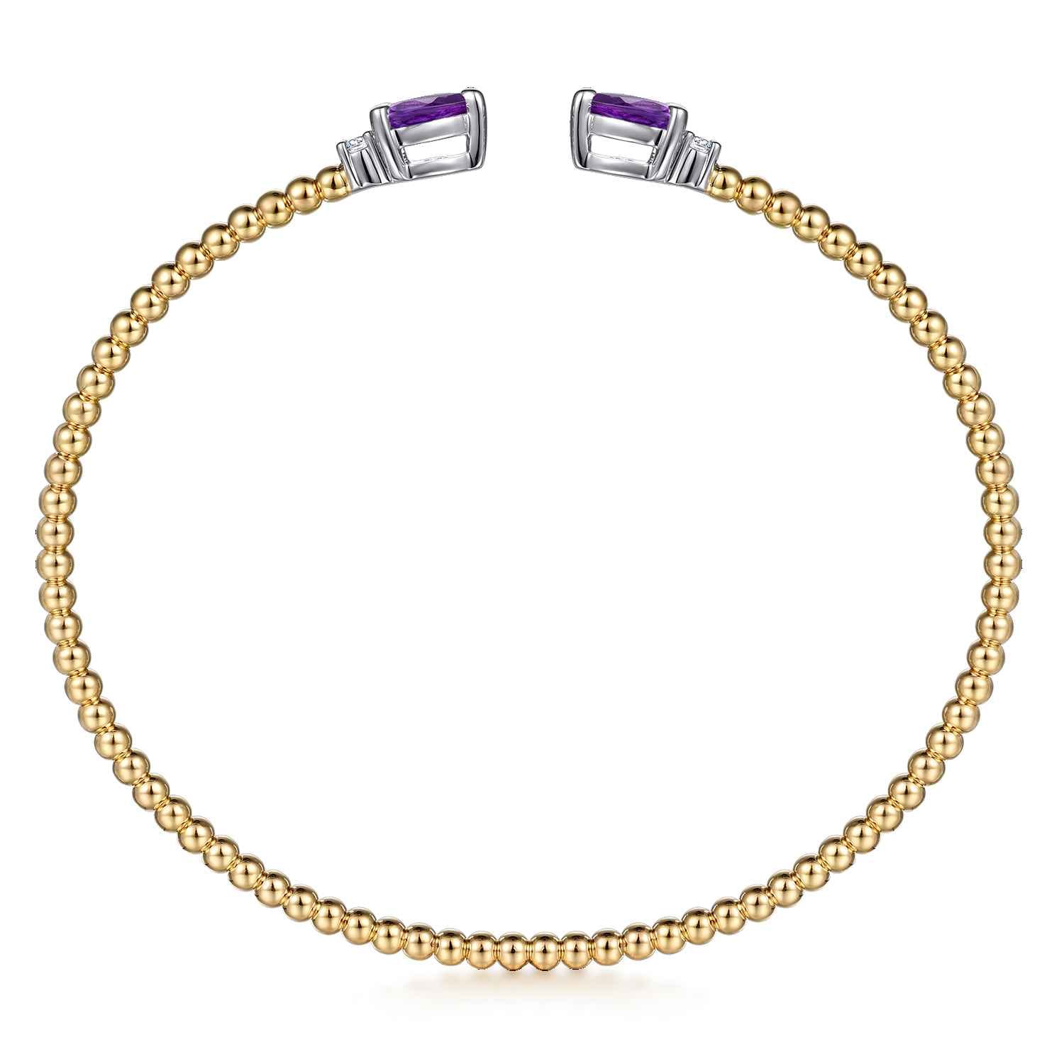 14K Mix of White and Yellow Gold AM - Amethyst Bangle - 0.09 ct - Shot 3