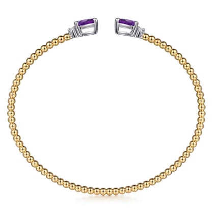 14K Mix of White and Yellow Gold AM - Amethyst Bangle