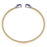 14K Mix of White and Yellow Gold AM - Amethyst Bangle - 0.09 ct