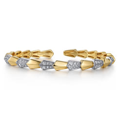 14K Mix of White and Yellow Gold Diamond Bangle