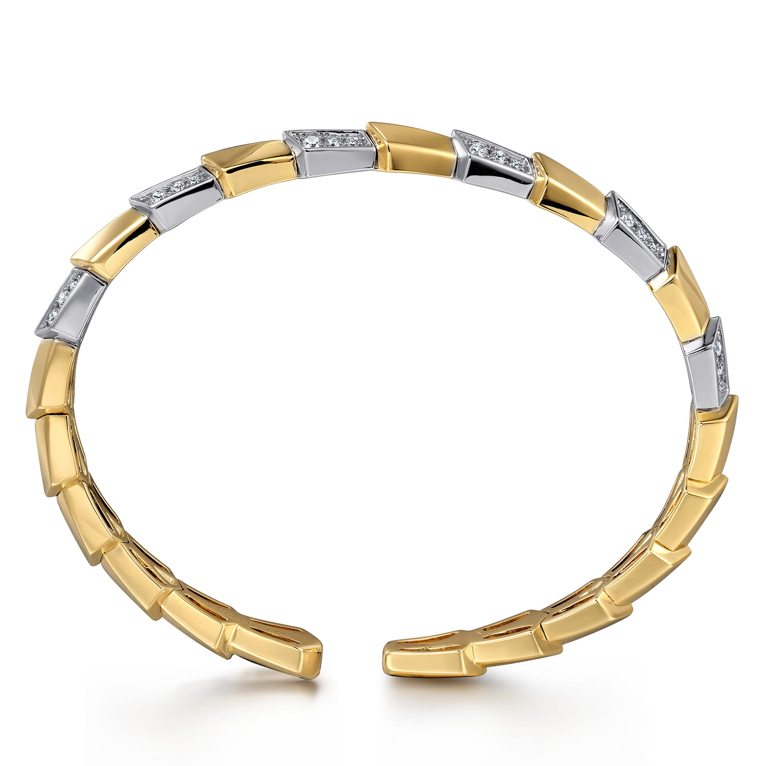 14K Mix of White and Yellow Gold Diamond Bangle - 0.57 ct - Shot 3