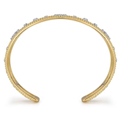 14K Mix of White and Yellow Gold Diamond Bangle