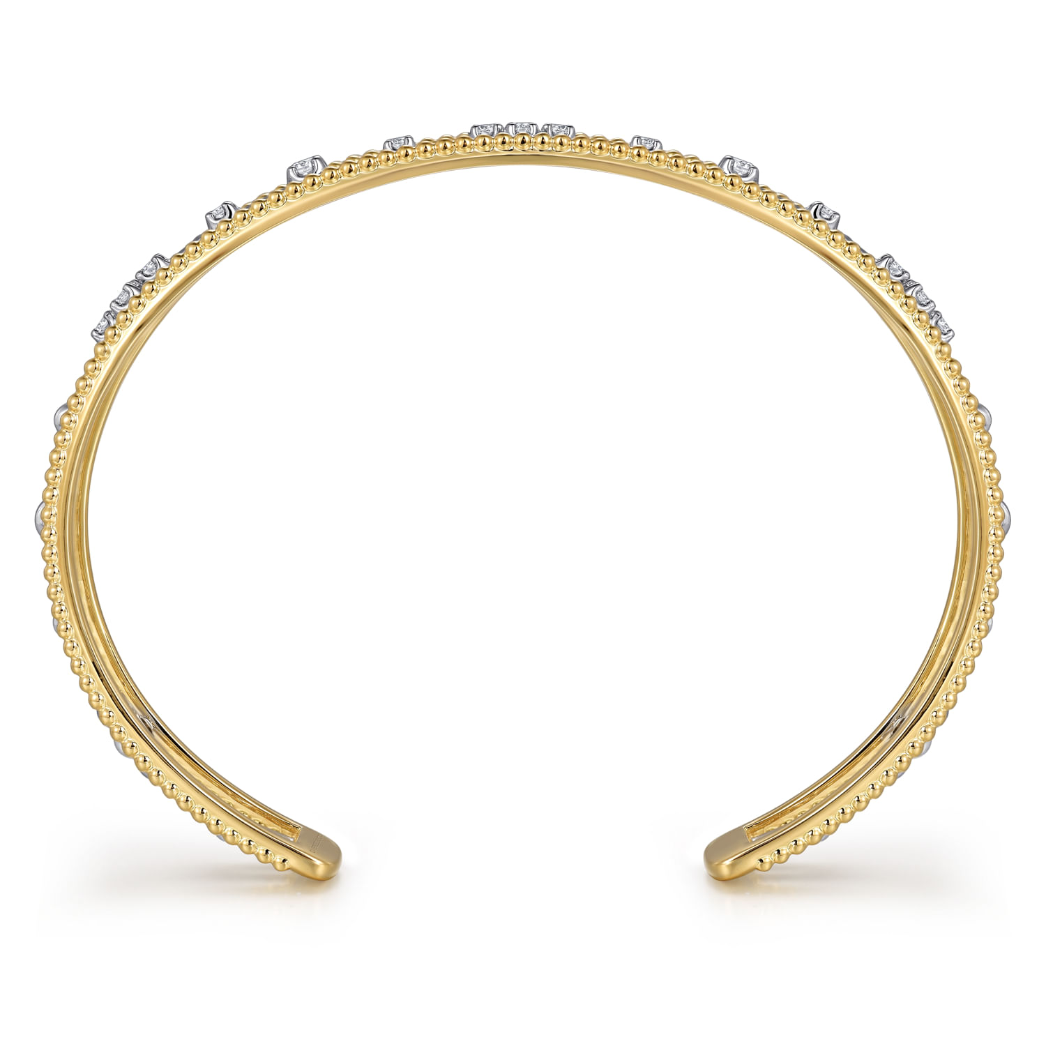 14K Mix of White and Yellow Gold Diamond Bangle