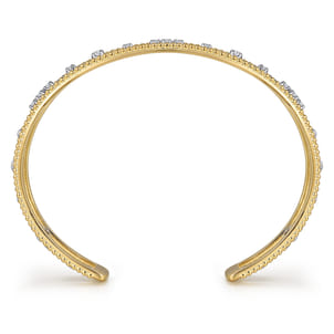 14K Mix of White and Yellow Gold Diamond Bangle