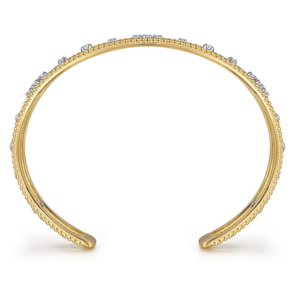 14K Mix of White and Yellow Gold Diamond Bangle