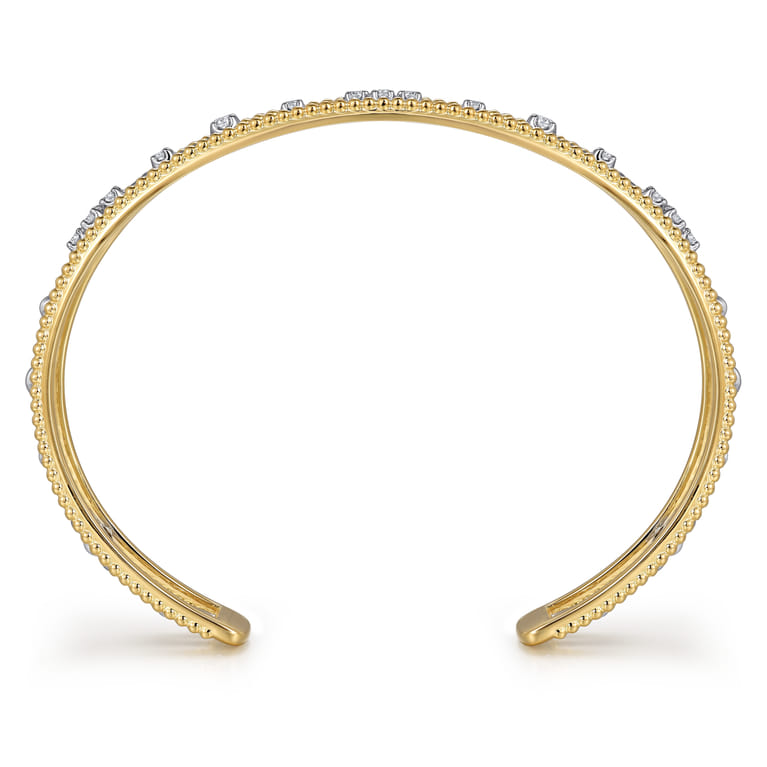 14K Mix of White and Yellow Gold Diamond Bangle - 0.4 ct - Shot 3