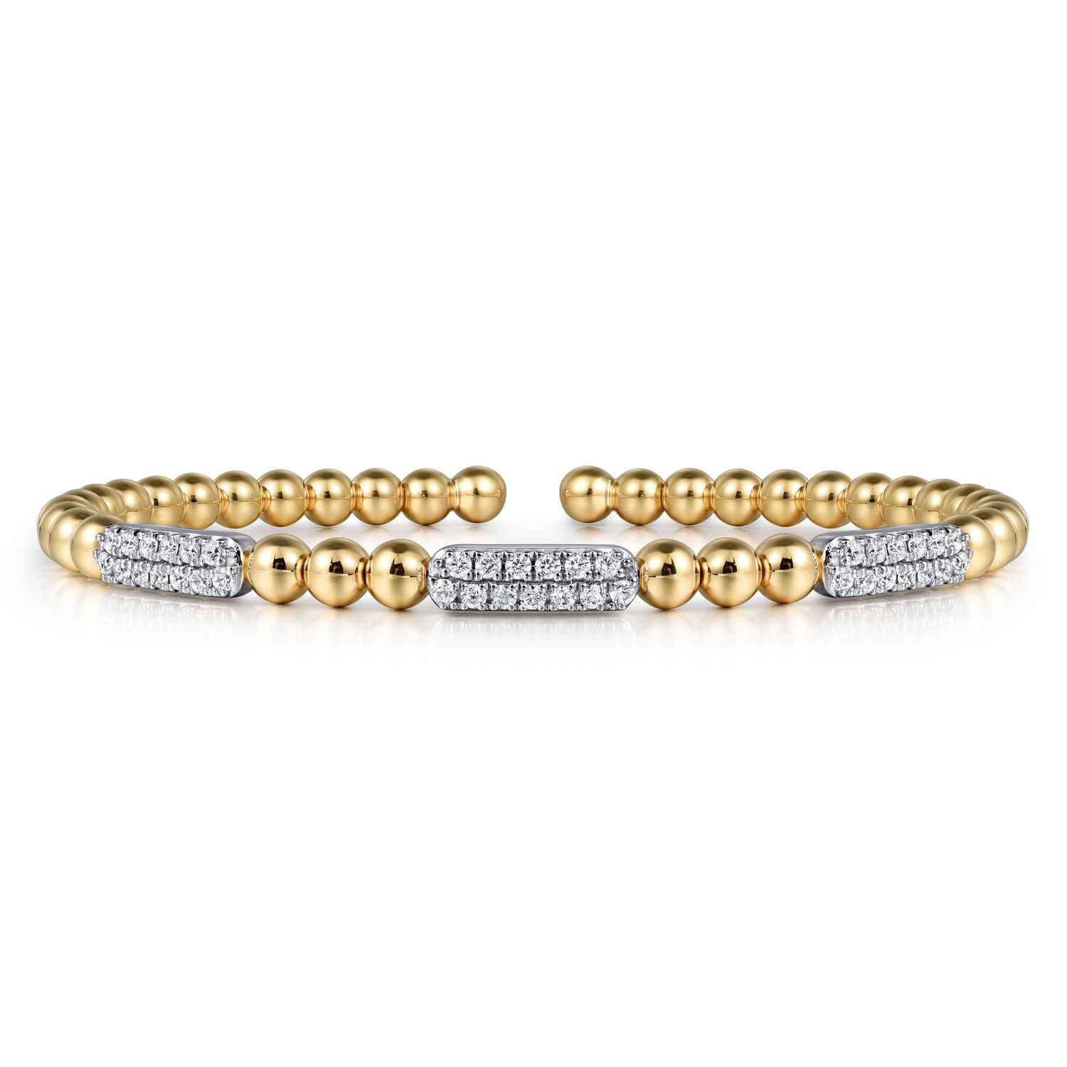 14K Mix of White and Yellow Gold Diamond Bangle - 0.5 ct - Shot 1