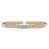 14K Mix of White and Yellow Gold Diamond Bangle
