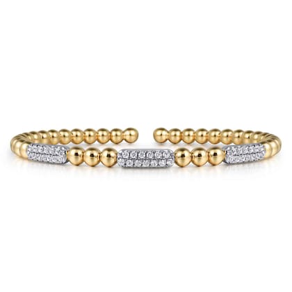 14K Mix of White and Yellow Gold Diamond Bangle