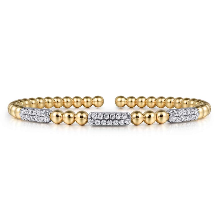 14K Mix of White and Yellow Gold Diamond Bangle - 0.5 ct - Shot 1