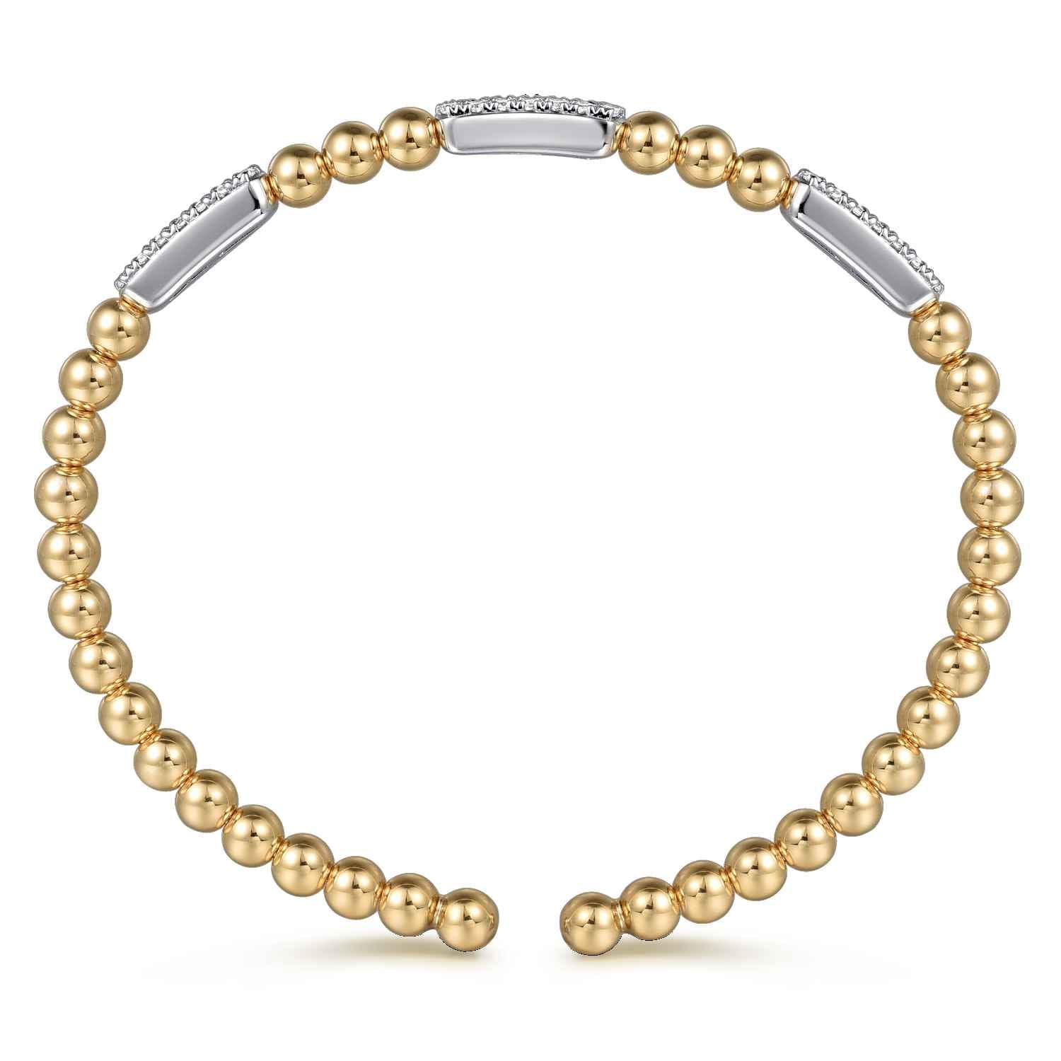 14K Mix of White and Yellow Gold Diamond Bangle - 0.5 ct - Shot 3