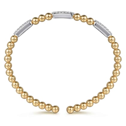 14K Mix of White and Yellow Gold Diamond Bangle