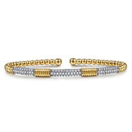14K Mix of White and Yellow Gold Diamond Bangle