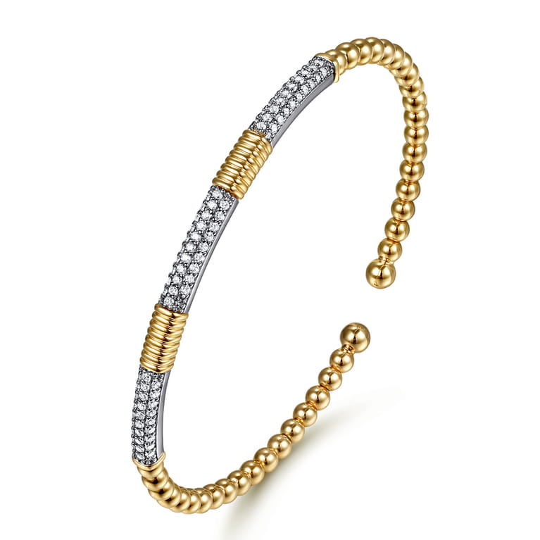 14K Mix of White and Yellow Gold Diamond Bangle - 0.5 ct - Shot 2