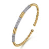 14K Mix of White and Yellow Gold Diamond Bangle - 0.5 ct