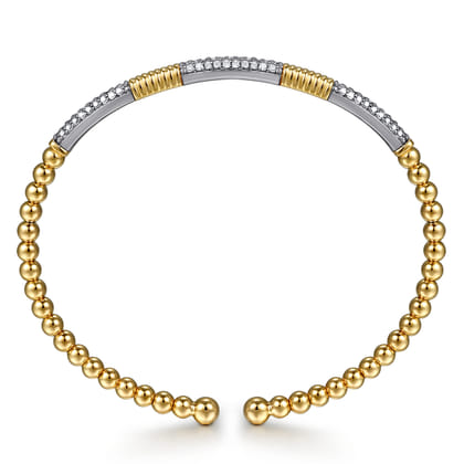 14K Mix of White and Yellow Gold Diamond Bangle