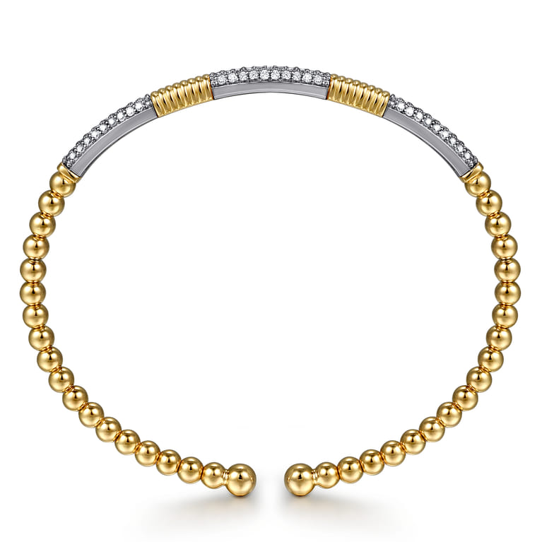 14K Mix of White and Yellow Gold Diamond Bangle - 0.5 ct - Shot 3