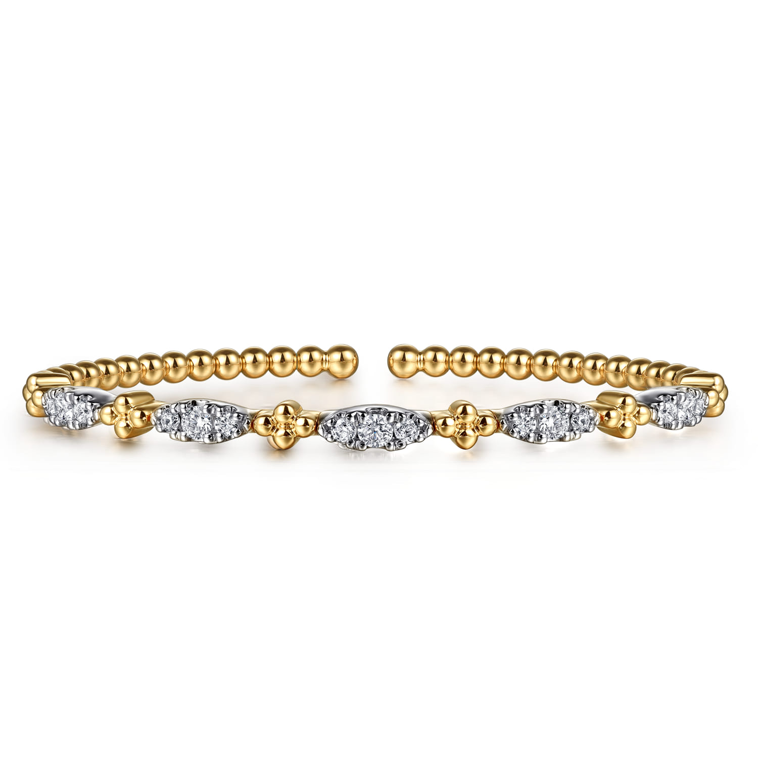 14K Mix of White and Yellow Gold Diamond Bangle - 0.75 ct - Shot 1